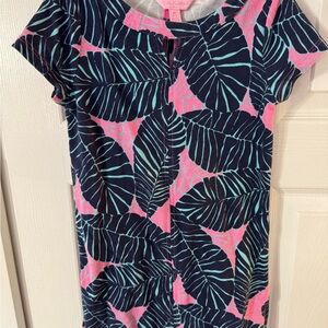 Lilly Pulitzer Kids Dress - Pink and Blue Leaf Print- 6/7